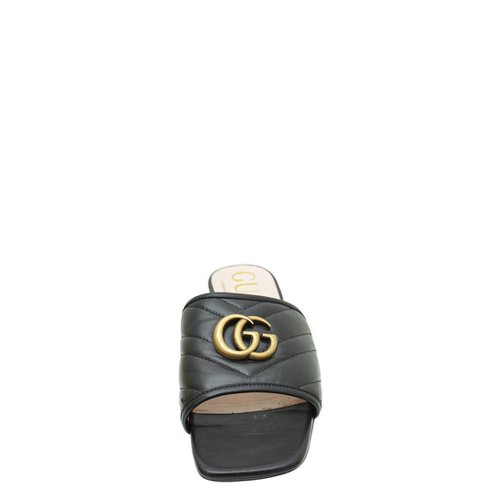 Gucci Black GG Marmont Slide Sandals 38