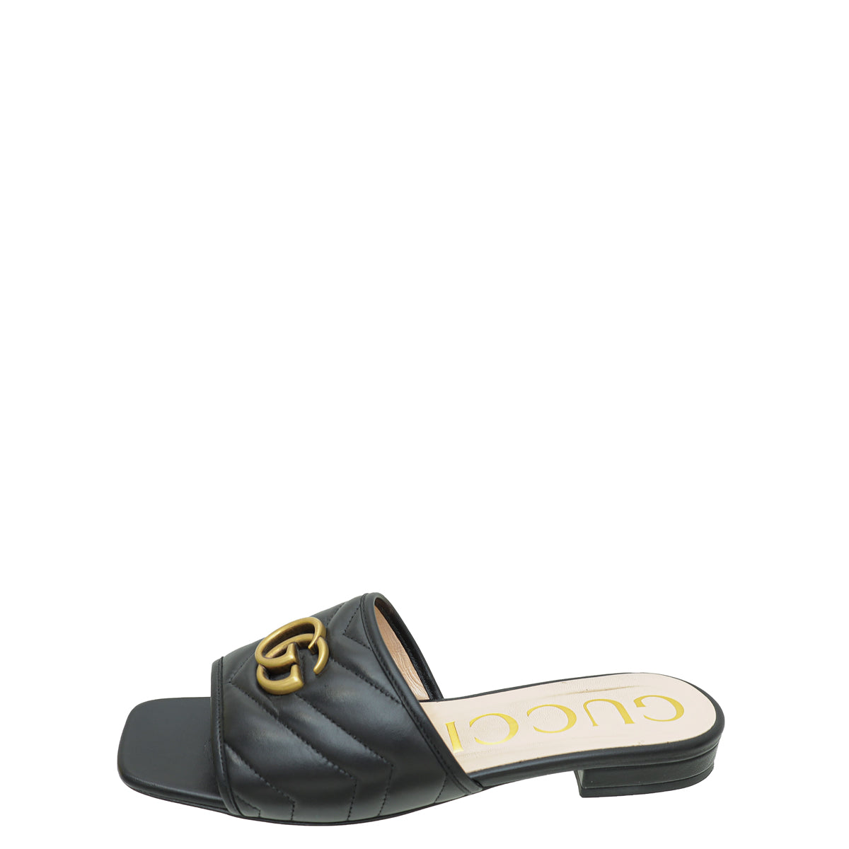 Gucci Black GG Marmont Slide Sandals 38