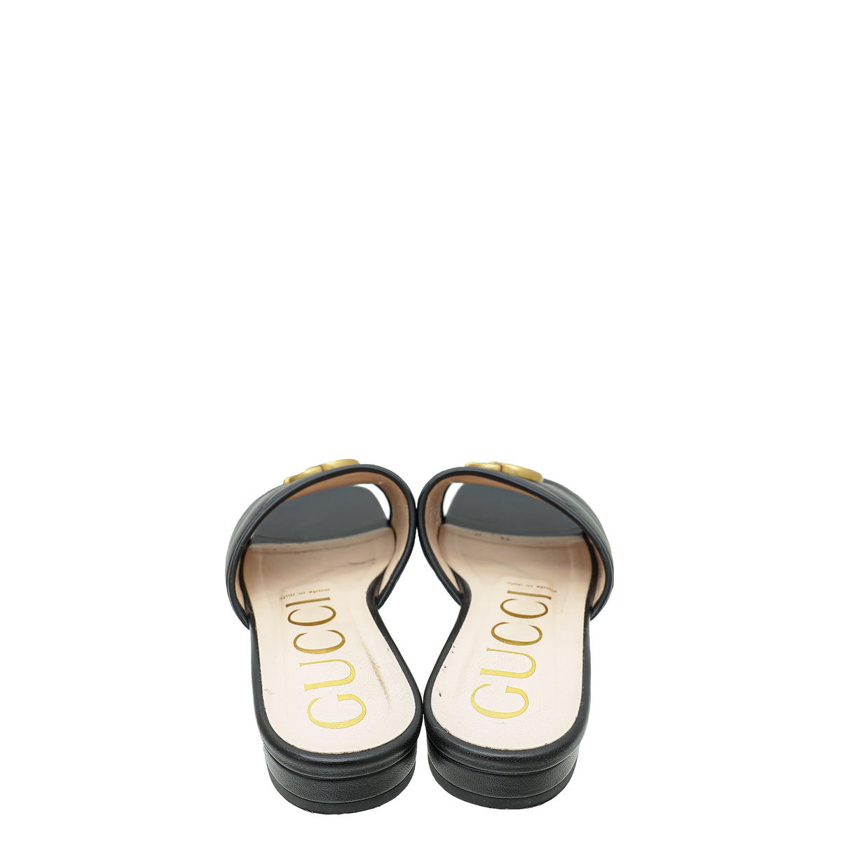 Gucci Black GG Marmont Slide Sandals 38