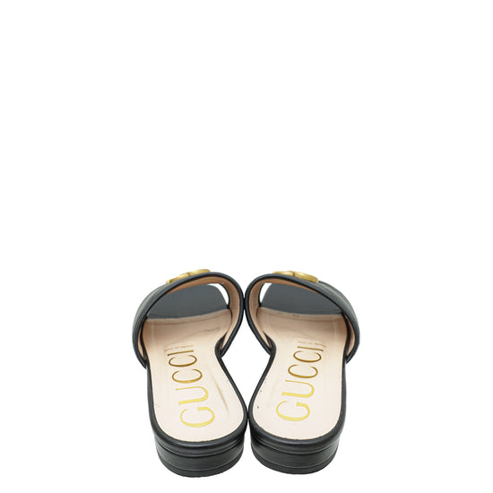 Gucci Black GG Marmont Slide Sandals 38