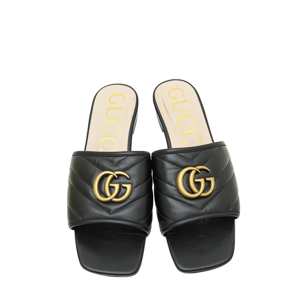 Gucci Black GG Marmont Slide Sandals 38