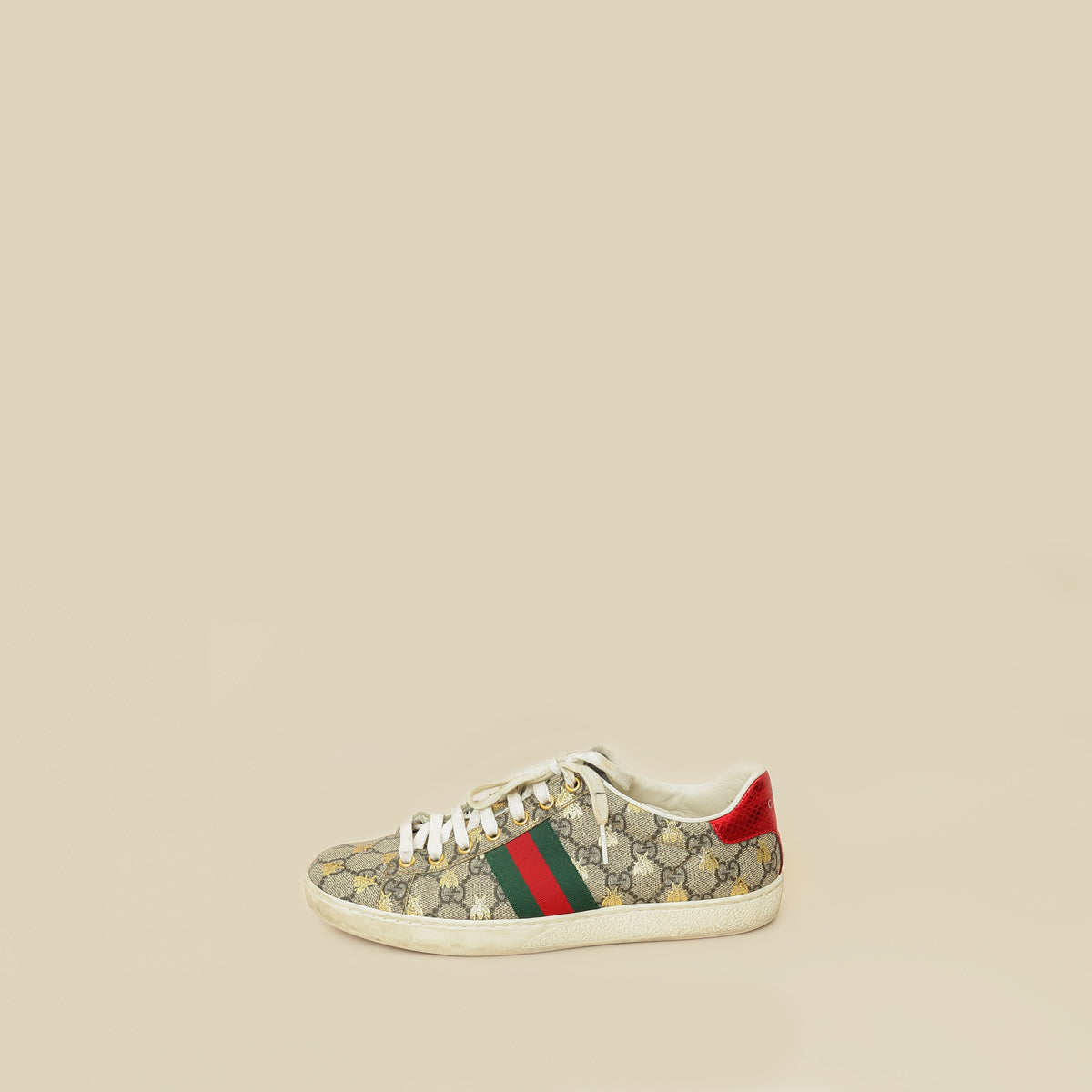 Gucci Ebony Bees GG Supreme Ace Sneaker 38.5-Gucci-THE CLOSET