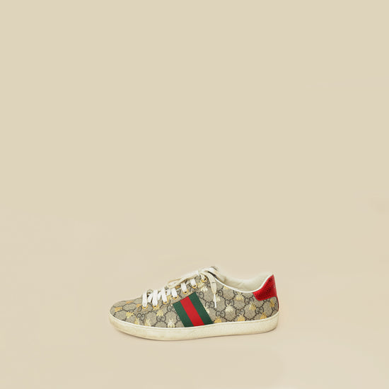 Gucci Ebony Bees GG Supreme Ace Sneaker 38.5-Gucci-THE CLOSET