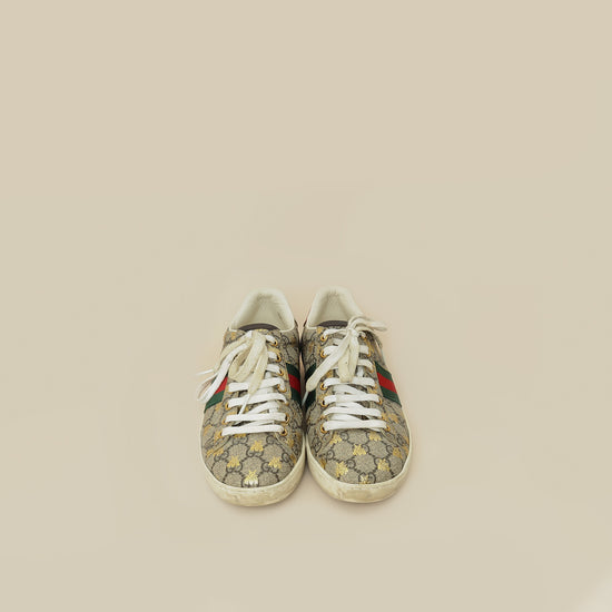 Gucci Ebony Bees GG Supreme Ace Sneaker 38.5-Gucci-THE CLOSET