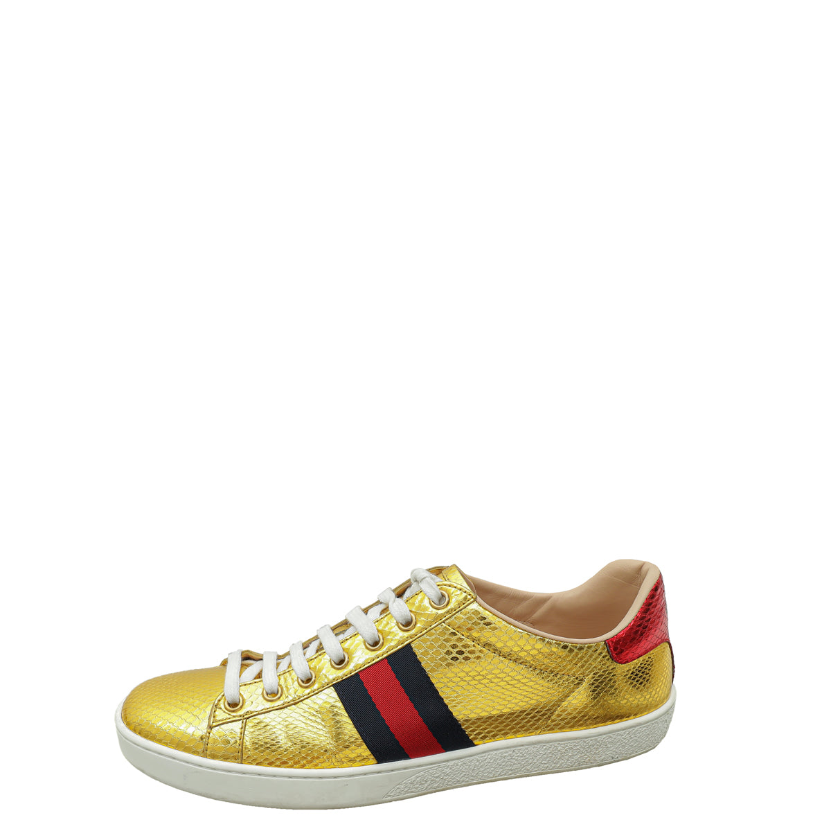 Gucci Gold Ace Metallic Python Sneaker 39.5