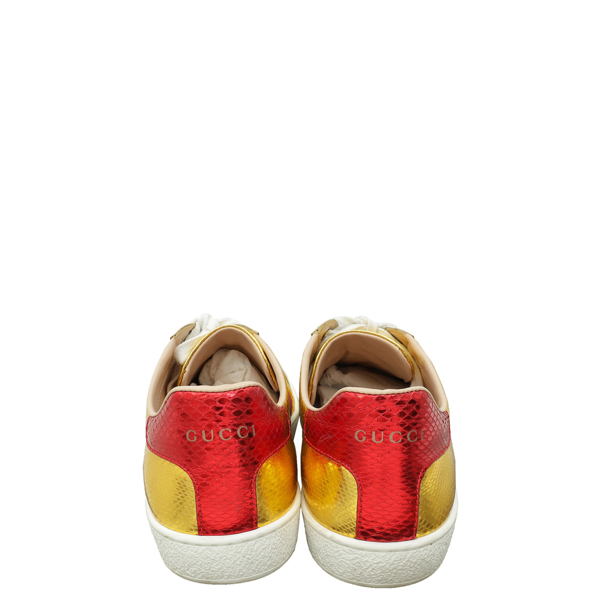 Gucci Gold Ace Metallic Python Sneaker 39.5