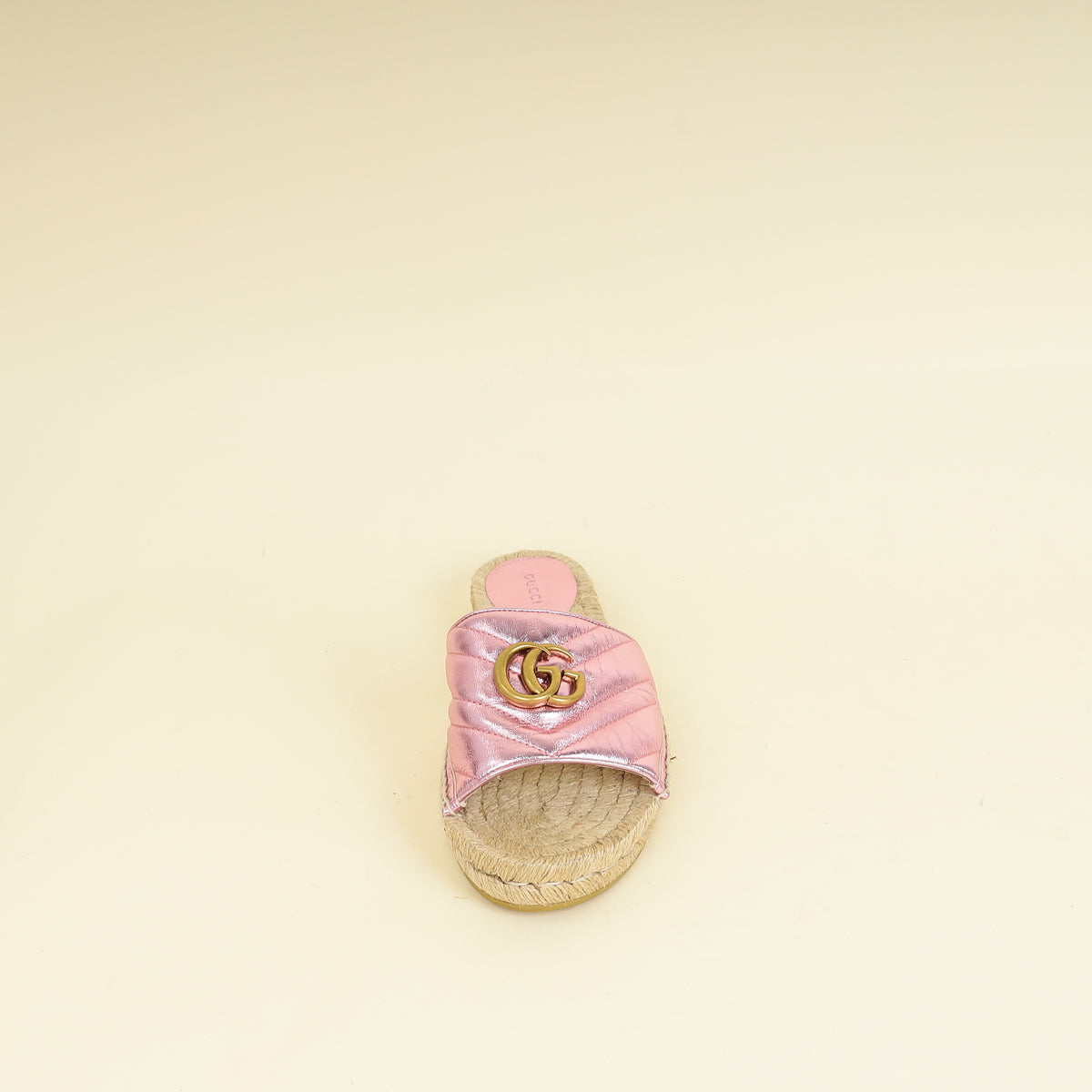 Gucci Metallic Pink GG Marmont Espadrille Sandal 39-Gucci-THE CLOSET