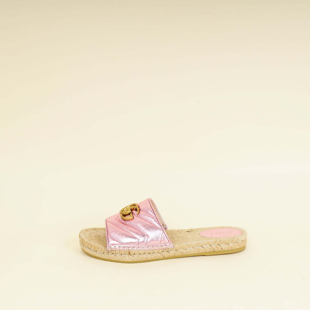 Gucci Metallic Pink GG Marmont Espadrille Sandal 39-Gucci-THE CLOSET
