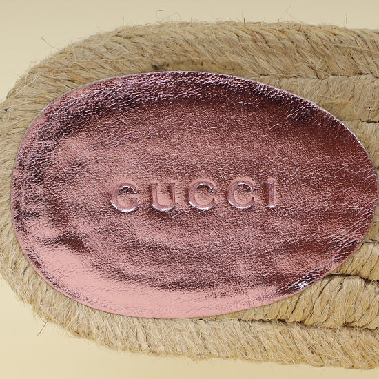 Gucci Metallic Pink GG Marmont Espadrille Sandal 39-Gucci-THE CLOSET