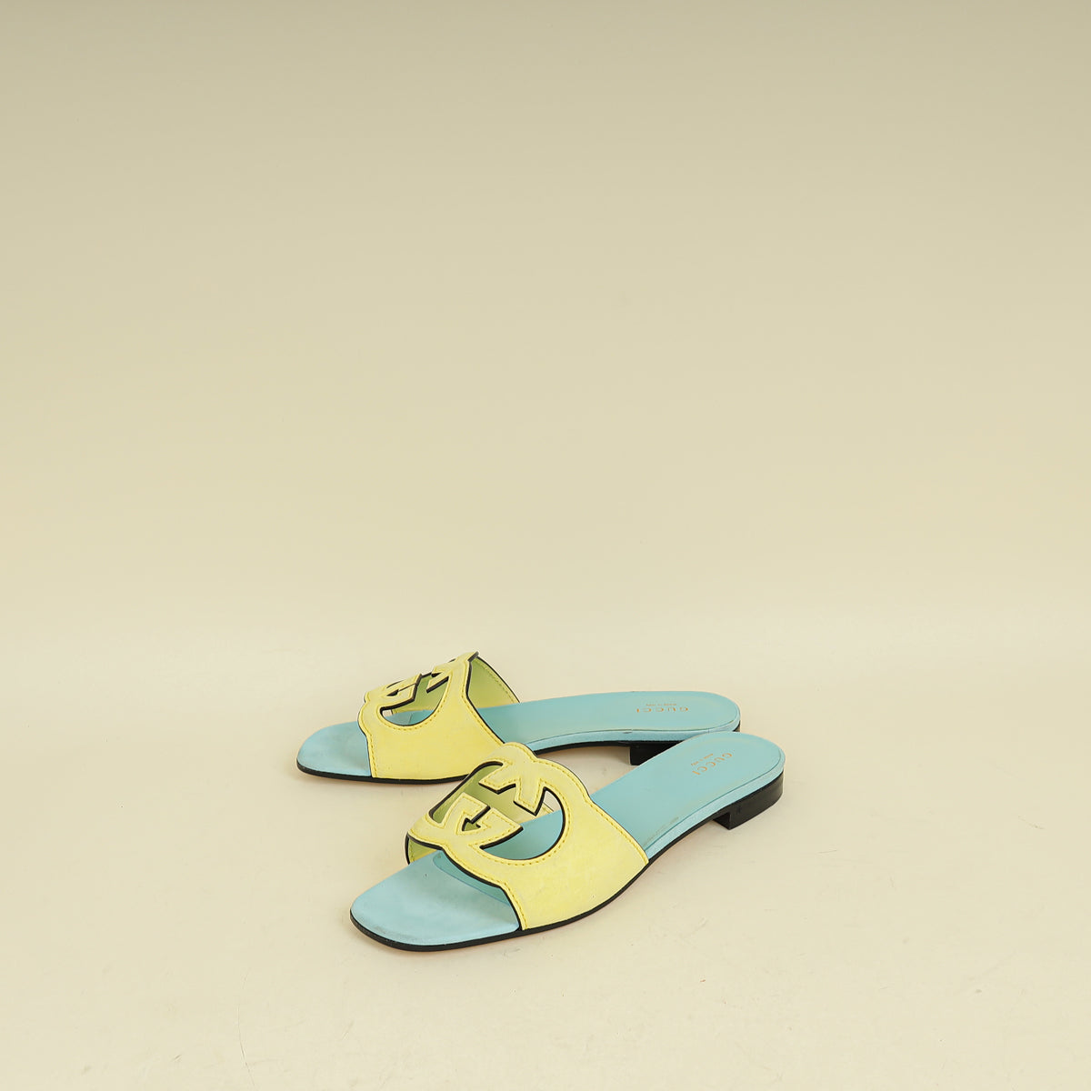 Gucci Bicolor Interlocking G Cutout Slide Sandal 39