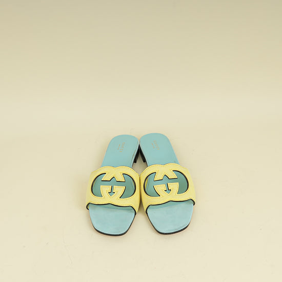 Gucci Bicolor Interlocking G Cutout Slide Sandal 39
