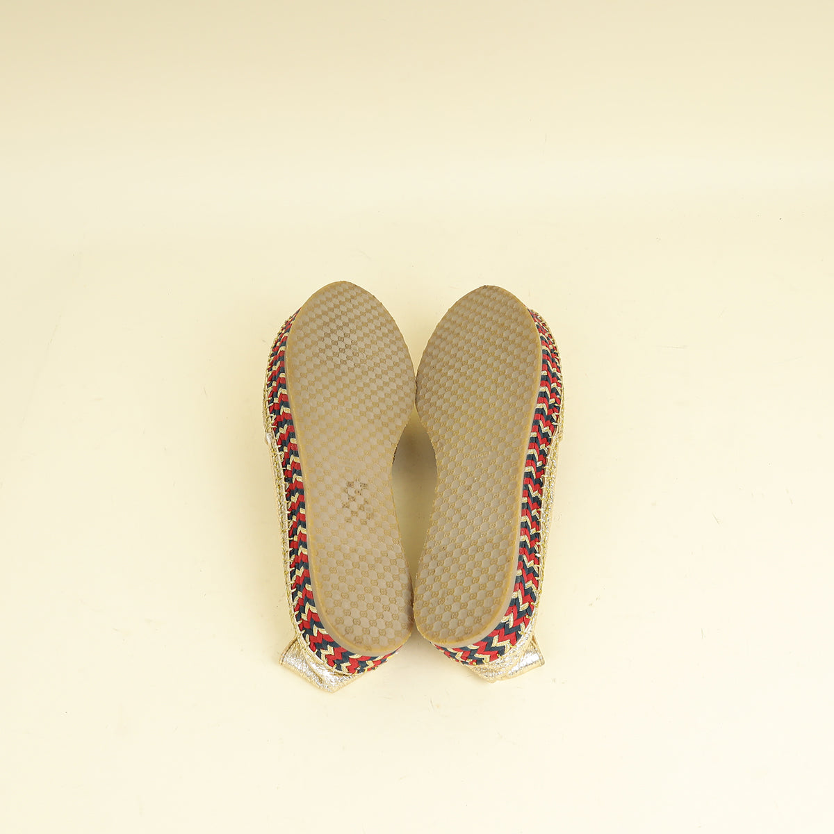 Gucci Metallic Gold Galassia Web Bee Embroidered Espadrilles 39