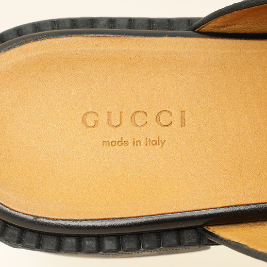 Gucci Black Interlocking G Leather Mules 39-Gucci-THE CLOSET