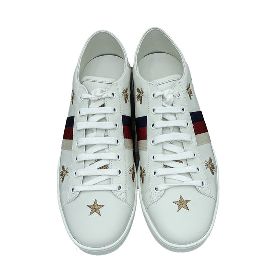 Gucci White Bees & Stars Ace Sneakers 41