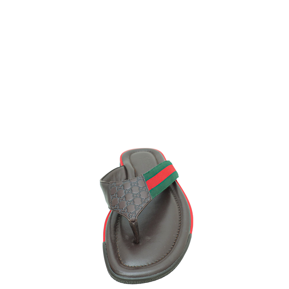 Gucci Brown GG Microguccissima Web Thong Flip Flop Sandal 7.5
