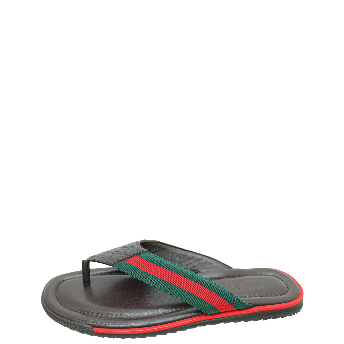 Gucci Brown GG Microguccissima Web Thong Flip Flop Sandal