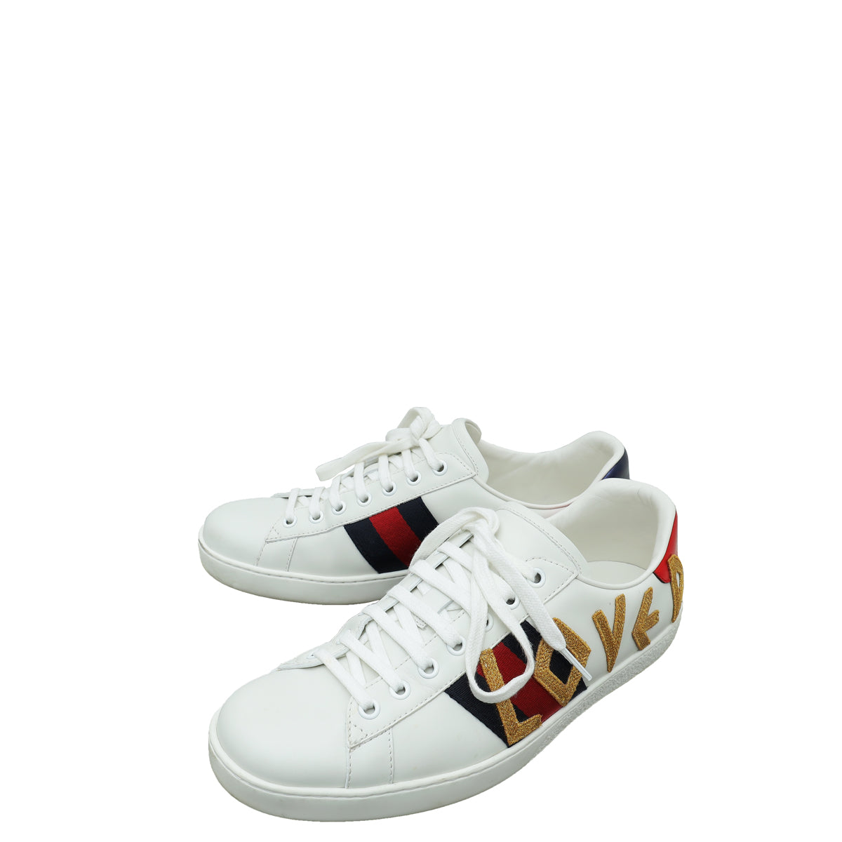 Gucci White Ace Loved Embroidered Sneaker 7.5-Gucci-THE CLOSET