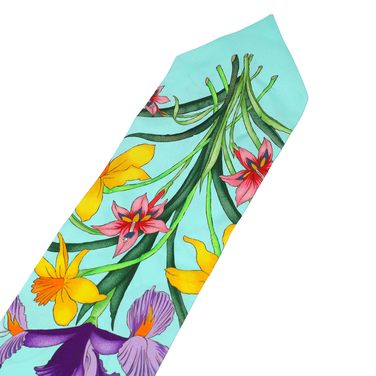 Gucci Green Multicolor Floral Print Silk Maxi Twilly-Gucci-THE CLOSET