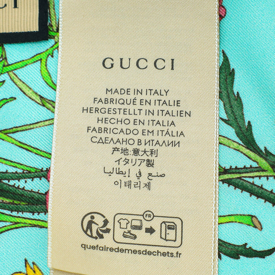 Gucci Green Multicolor Floral Print Silk Maxi Twilly