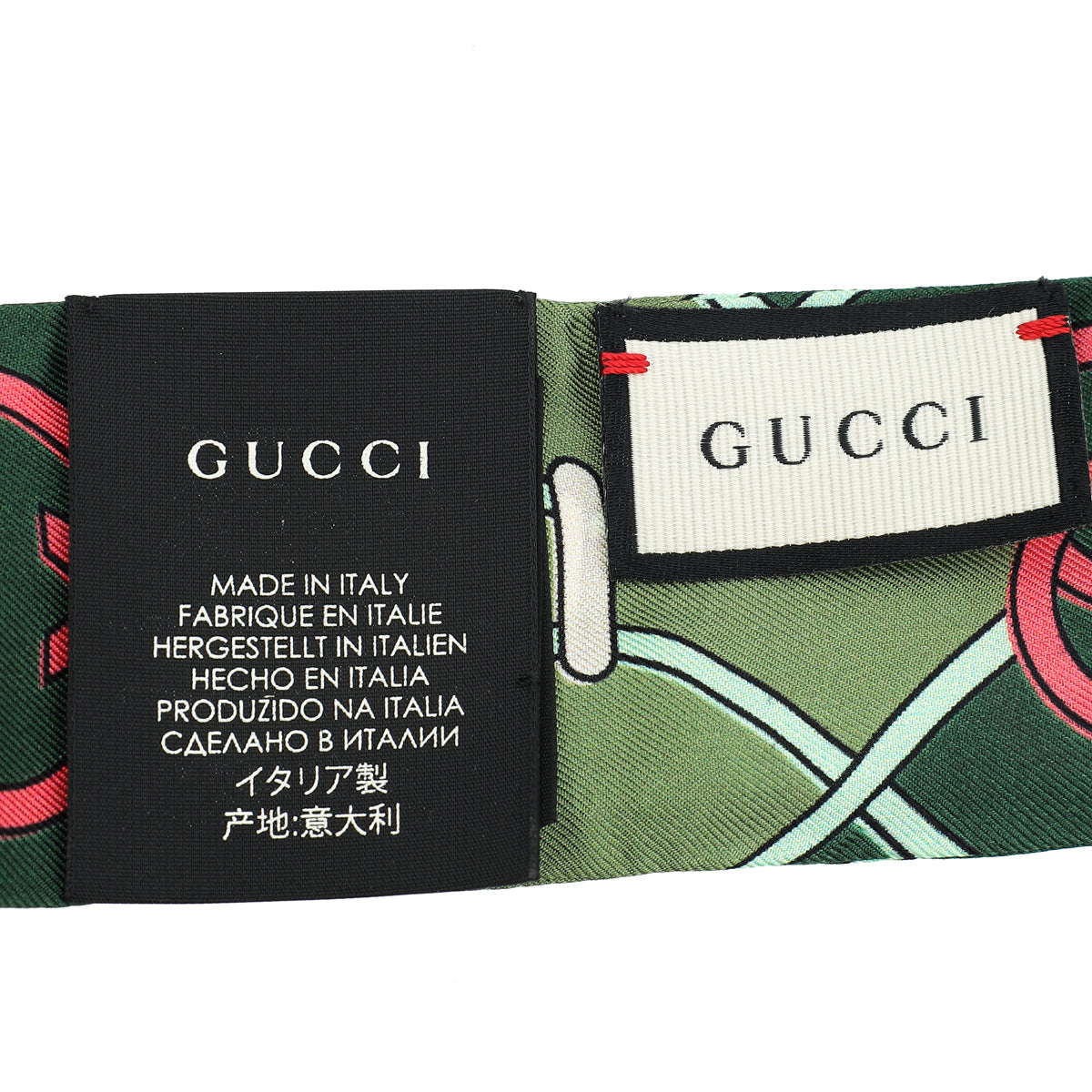 Gucci Green Multicolor Interlocking-G Silk Twilly