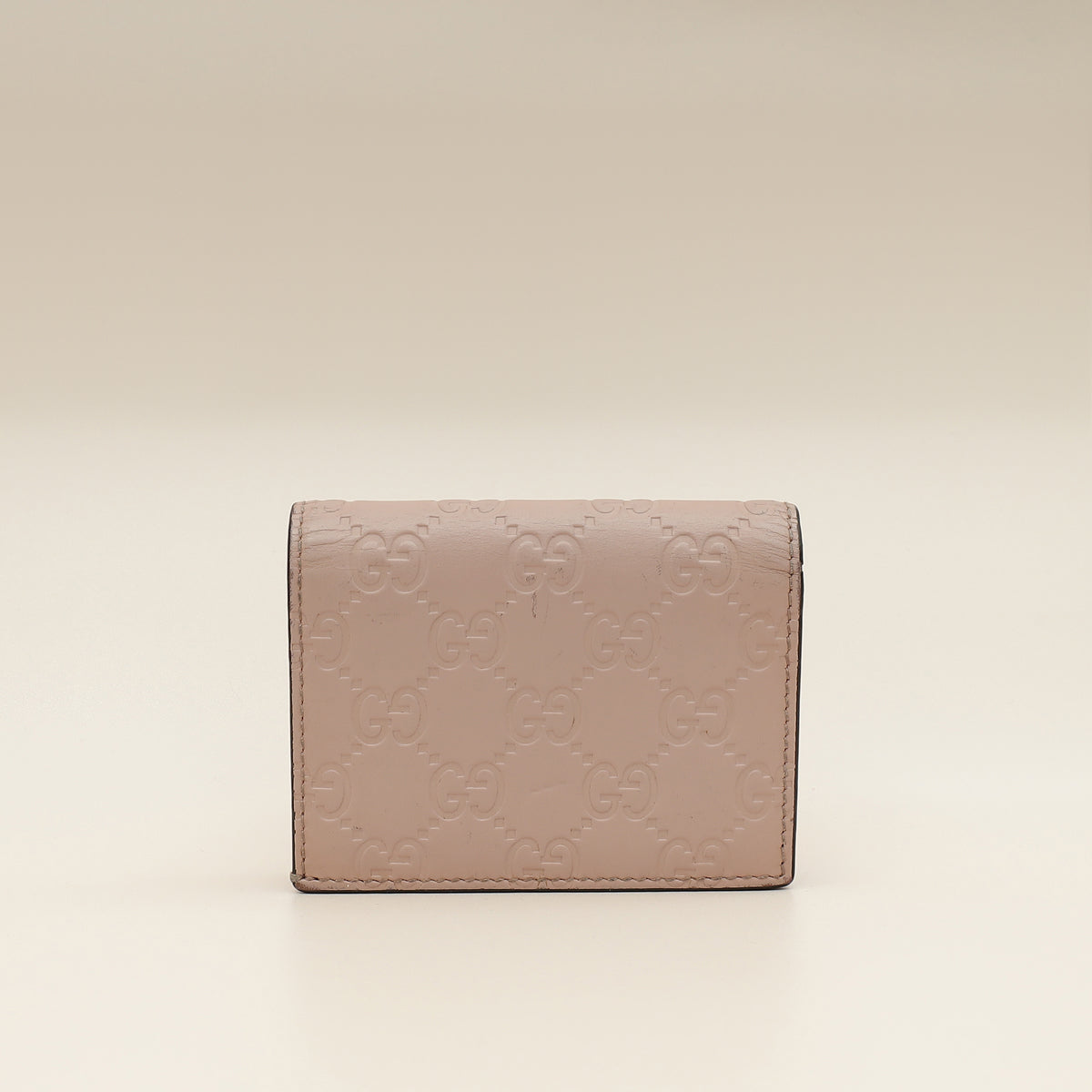 Gucci Dusty Pink GG Embossed Bow Card Case Wallet-Gucci-THE CLOSET