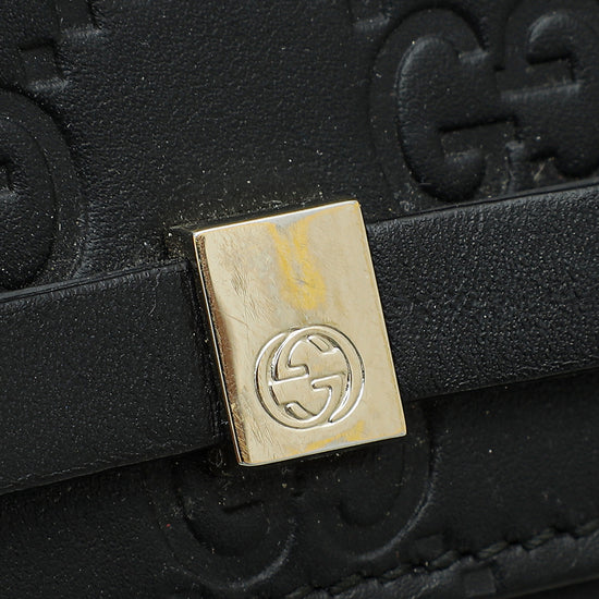 Gucci Black GG Guccissima Bow Continental Wallet
