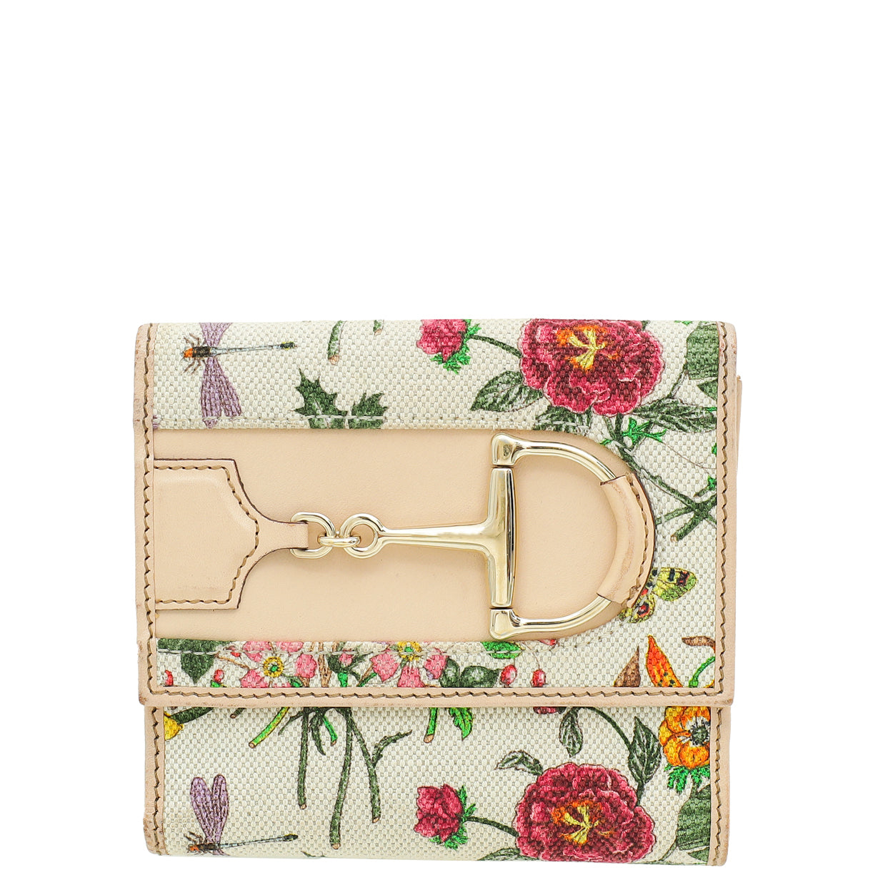Gucci Multicolor Floral Horsebit Compact Wallet-Gucci-THE CLOSET