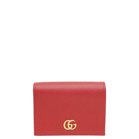 Gucci Red GG Marmont Small Card Case Wallet