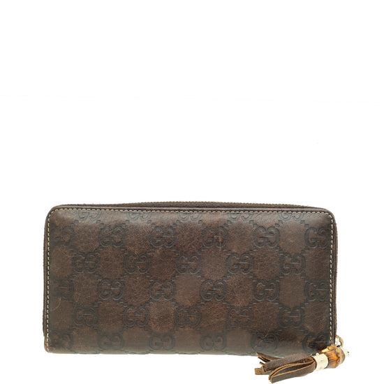 Gucci Brown Guccissima Long Zip Around Wallet