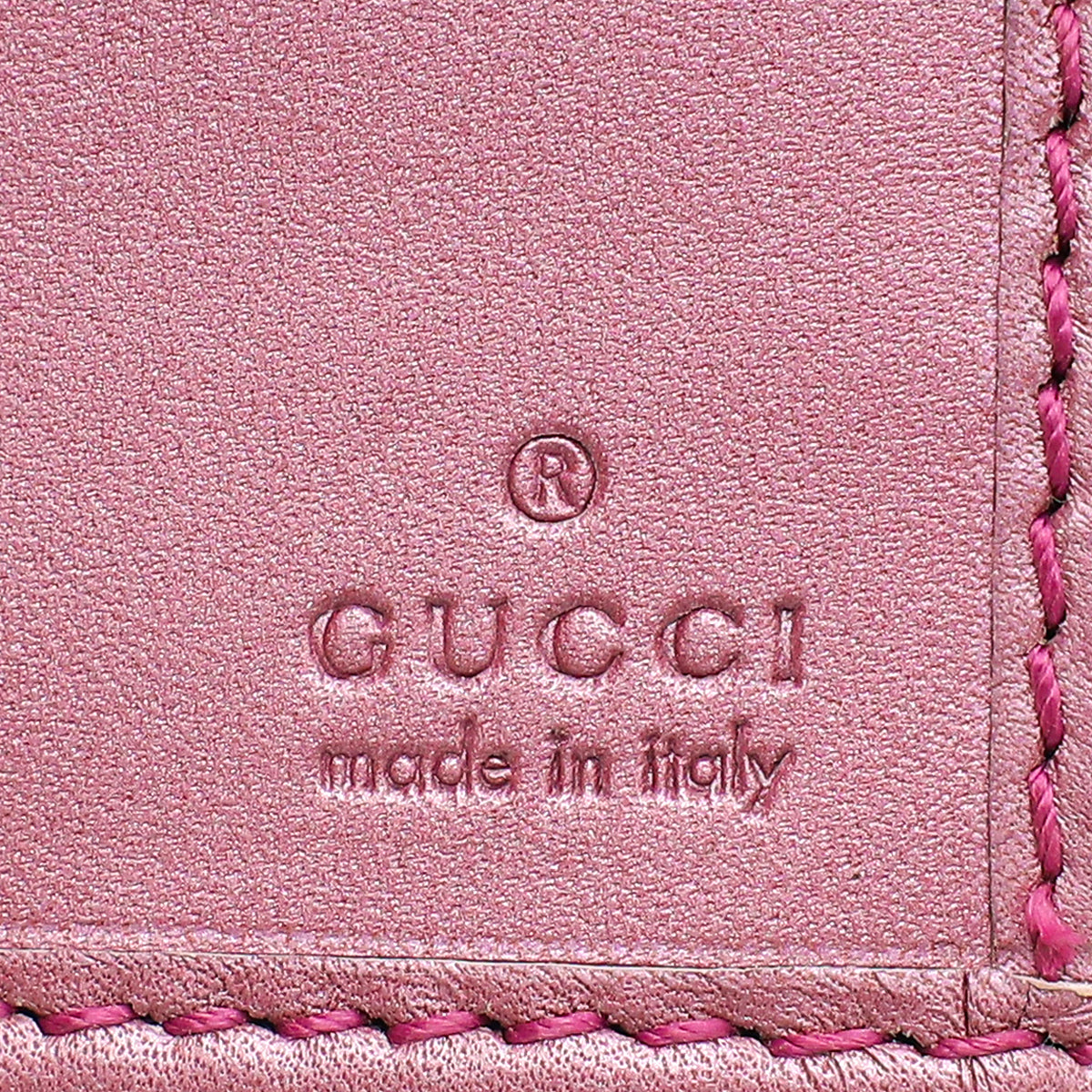 Gucci Metallic Pink Guccissima Heart Charm Continental Wallet