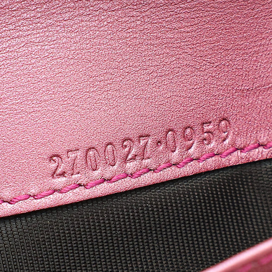 Gucci Metallic Pink Guccissima Heart Charm Continental Wallet