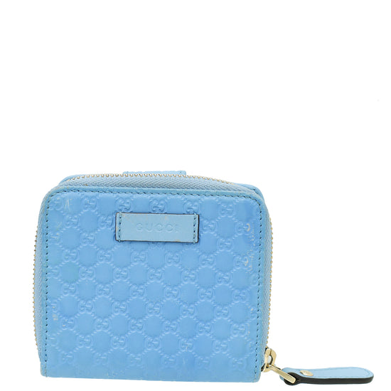 Gucci Sky Blue Microguccissima Compact French Wallet