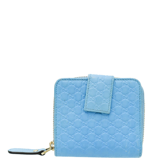 Gucci Sky Blue Microguccissima Compact French Wallet