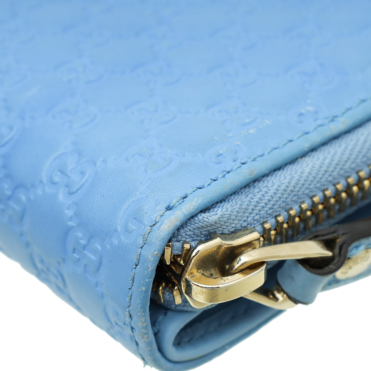 Gucci Sky Blue Microguccissima Compact French Wallet