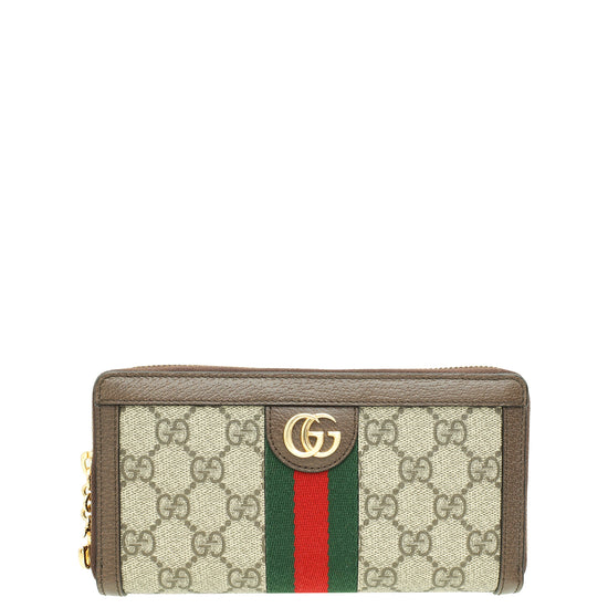 Gucci Ebony Ophidia Zip Around Wallet