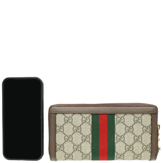 Gucci Ebony Ophidia Zip Around Wallet