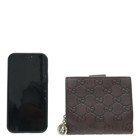 Gucci Chocolate Brown Guccissima GG Twins Wallet