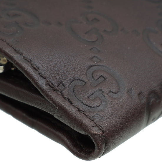 Gucci Chocolate Brown Guccissima GG Twins Wallet