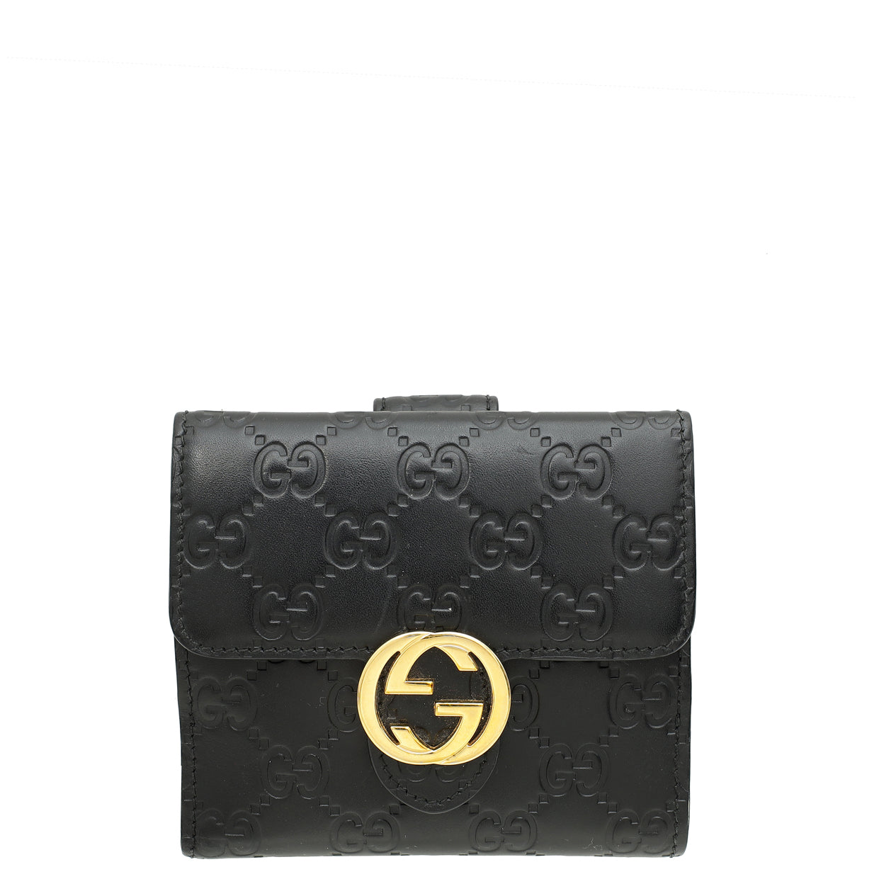 Gucci Black GG Guccissima Interlocking G French Wallet-Gucci-THE CLOSET
