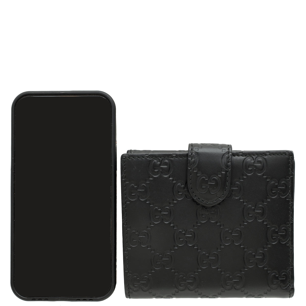 Gucci Black GG Guccissima Interlocking G French Wallet