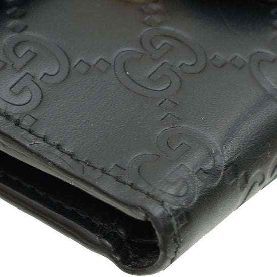 Gucci Black GG Guccissima Interlocking G French Wallet