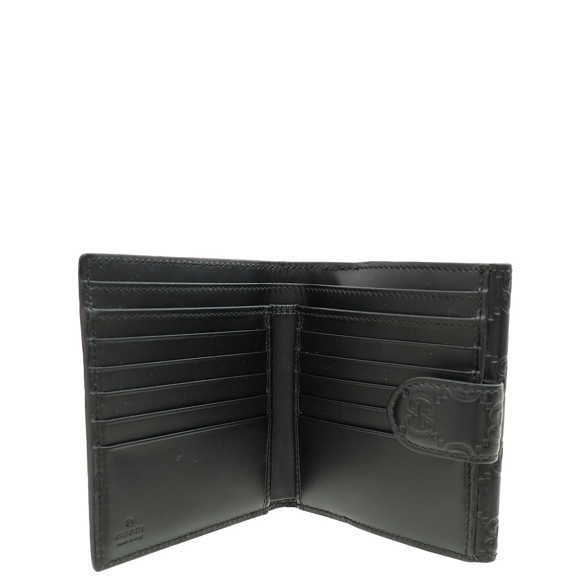 Gucci Black GG Guccissima Interlocking G French Wallet