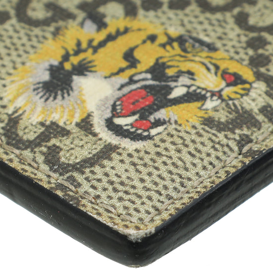 Gucci Bicolor GG Supreme Tiger Head Print Card Holder