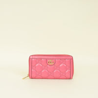Gucci Pink GG Marmont Matelasse Zip Around Wallet