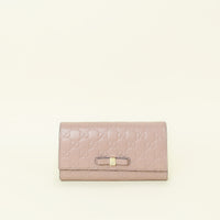 Gucci Baby Pink GG Guccissima Bow Continental Wallet