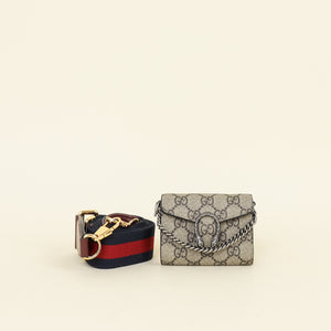 Gucci Ebony GG Supreme Dionysus Mini Wallet On Strap