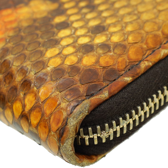 Gucci Multicolor Python Bamboo Tassel Zippy Wallet