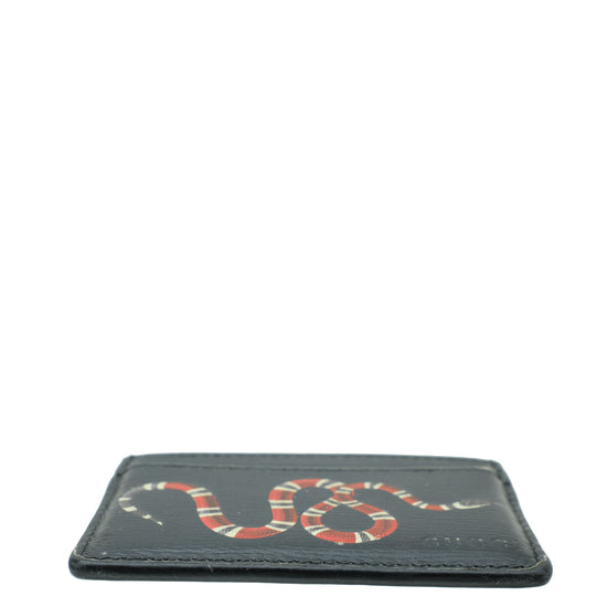 Gucci Black Kingsnake Print Card Holder THE CLOSET