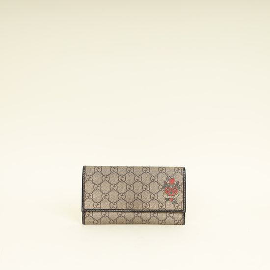 GUCCI Bicolor GG Supreme Continental Wallet
