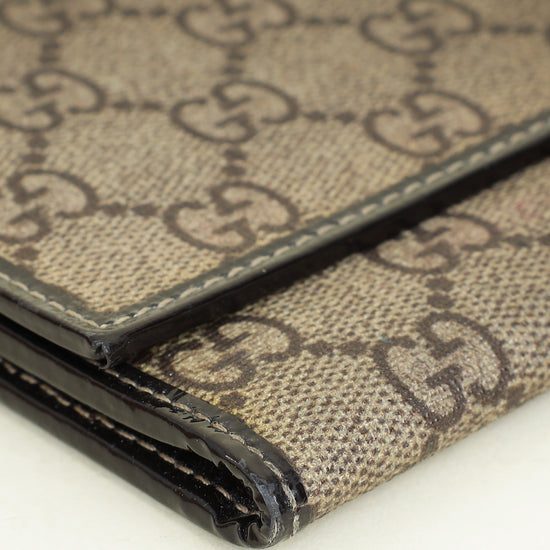 GUCCI Bicolor GG Supreme Continental Wallet